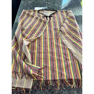 Bode Lawrence Poncho Multi Stripe 100% Merino Wool MRF25AC026 OS New